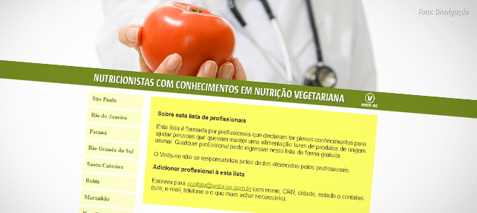 Vista-se relança lista de nutricionistas com conhecimentos em alimentação vegetariana