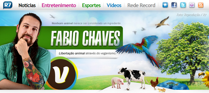 Rede Record (R7) inaugura coluna sobre Direitos Animais com Fabio Chaves